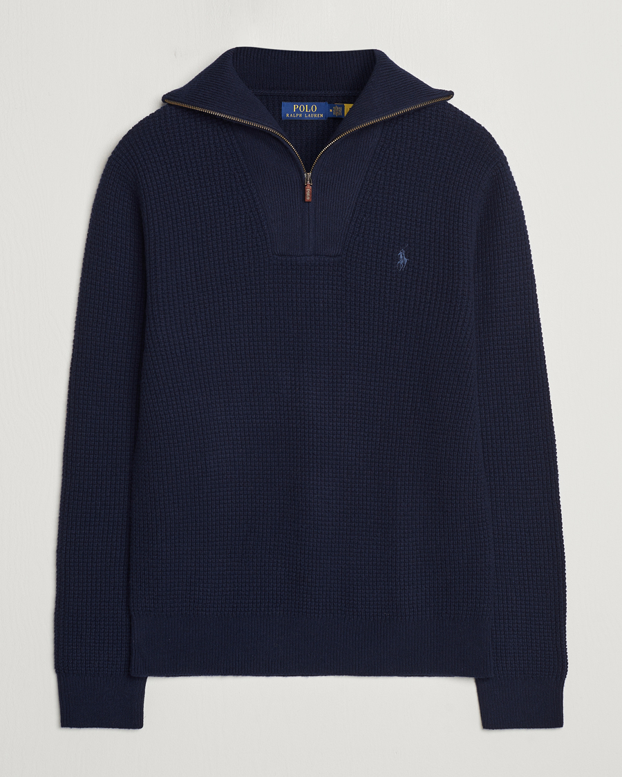 Herr | Tröjor | Polo Ralph Lauren | Cotton/Wool Knitted Half Zip Hunter Navy