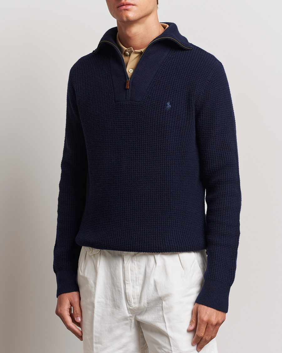 Herr | Tröjor | Polo Ralph Lauren | Cotton/Wool Knitted Half Zip Hunter Navy