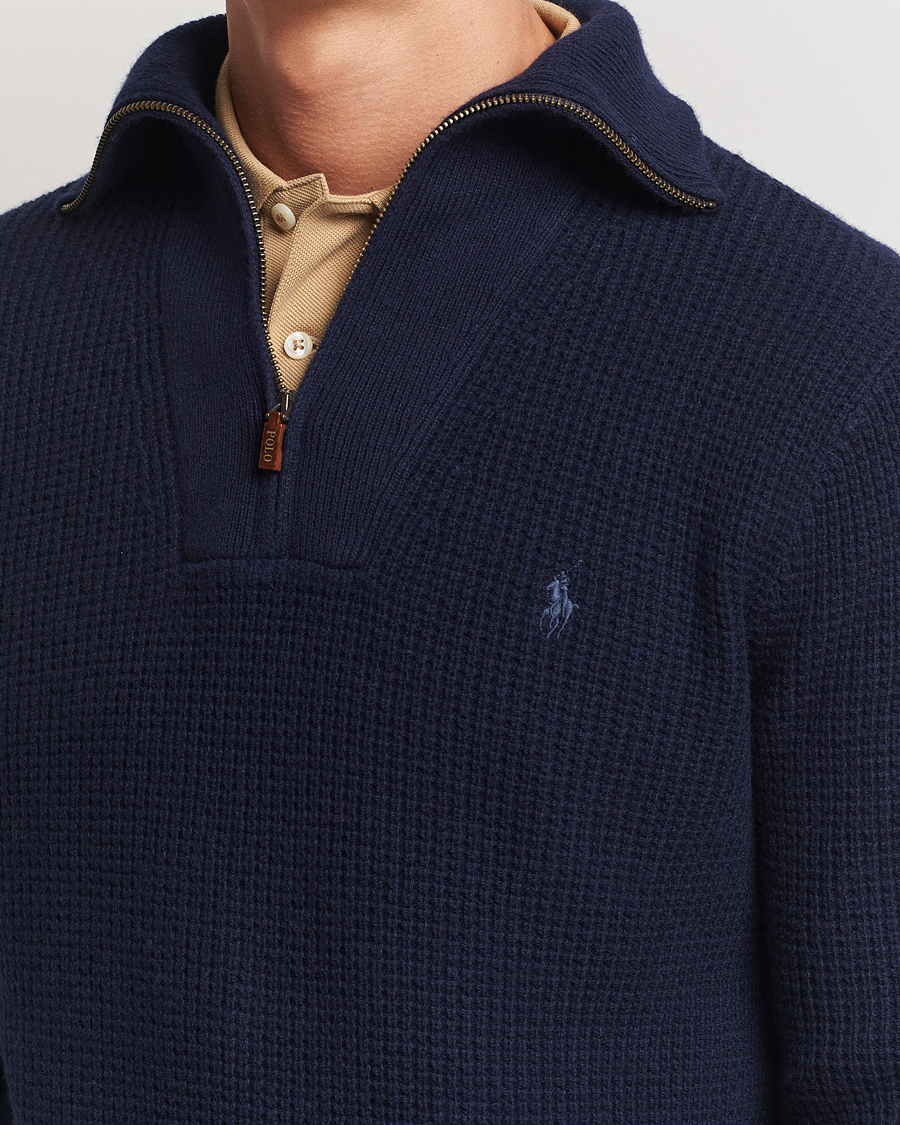 Herr | Tröjor | Polo Ralph Lauren | Cotton/Wool Knitted Half Zip Hunter Navy