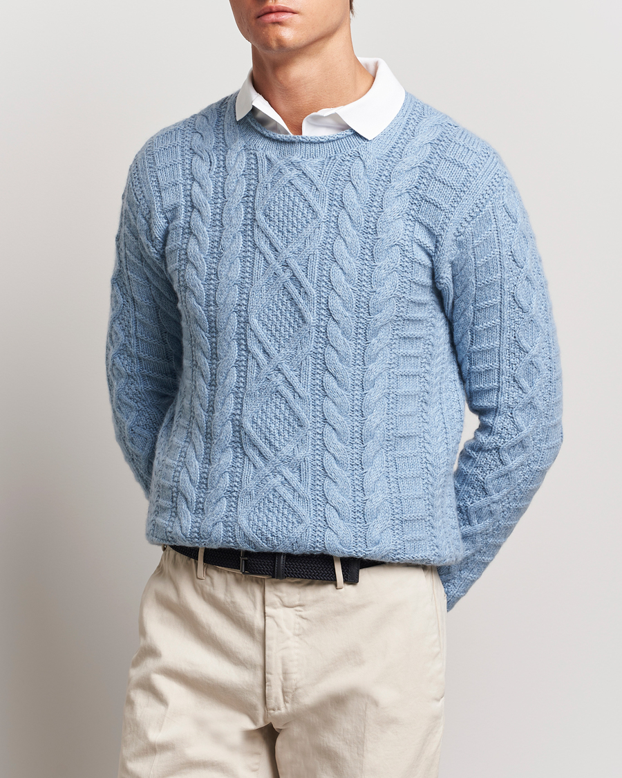Herr |  | Polo Ralph Lauren | Cotton Aran Knitted Sweater Light Chambray Heather