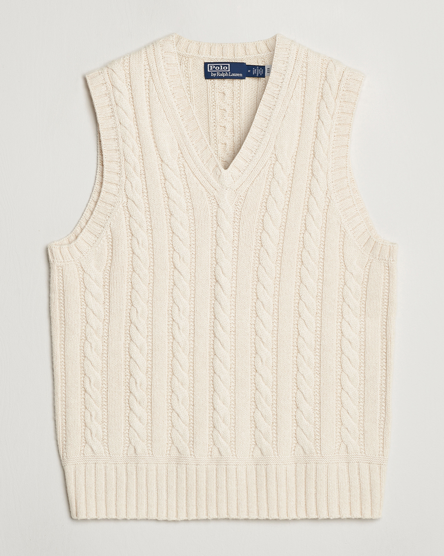 Herr | Tröjor | Polo Ralph Lauren | Cotton Aran Knitted Vest Cream