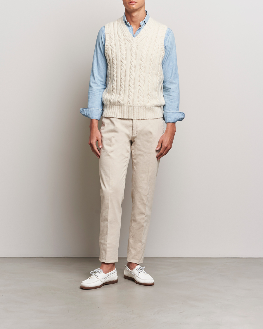 Herr | Tröjor | Polo Ralph Lauren | Cotton Aran Knitted Vest Cream