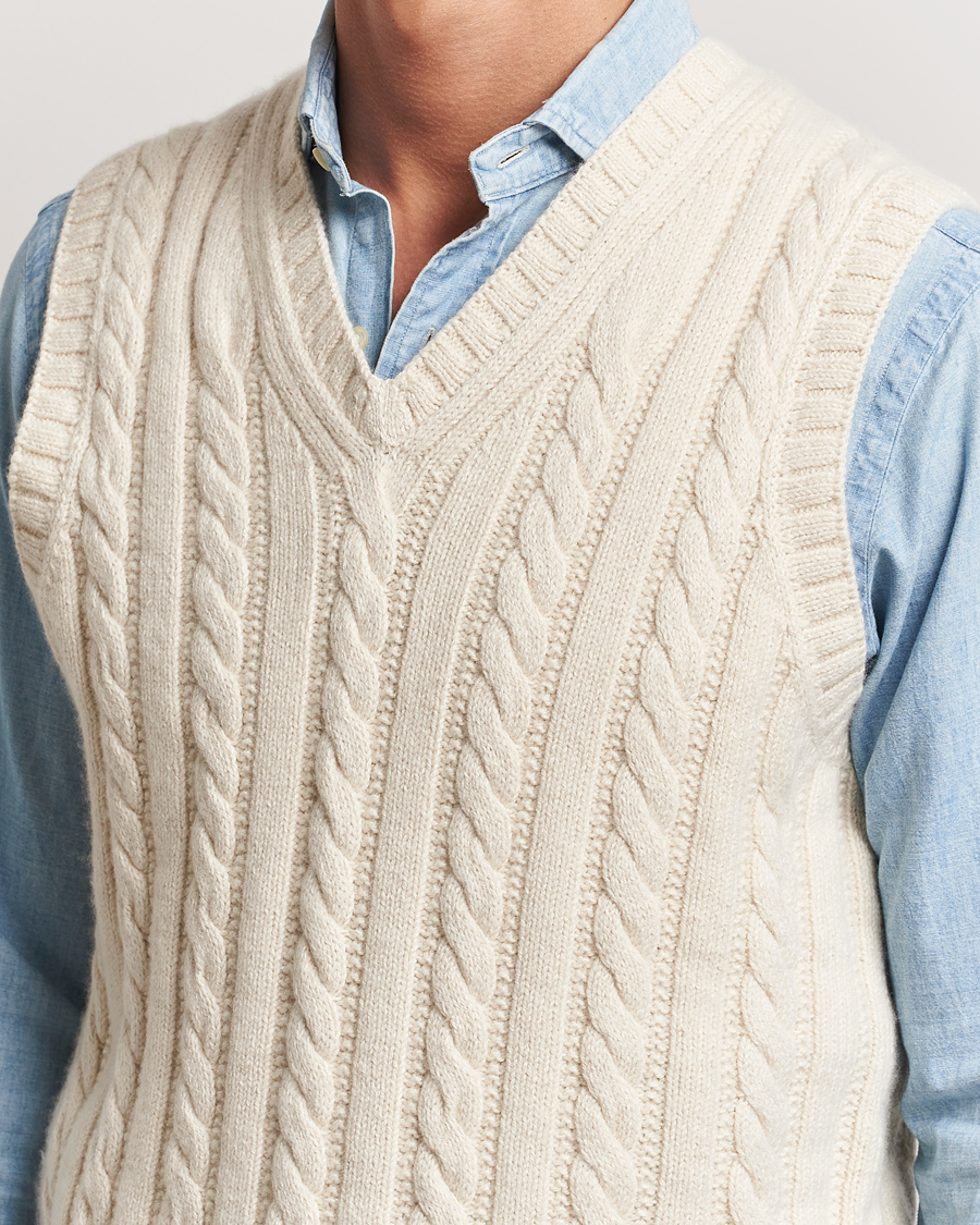 Herr | Tröjor | Polo Ralph Lauren | Cotton Aran Knitted Vest Cream