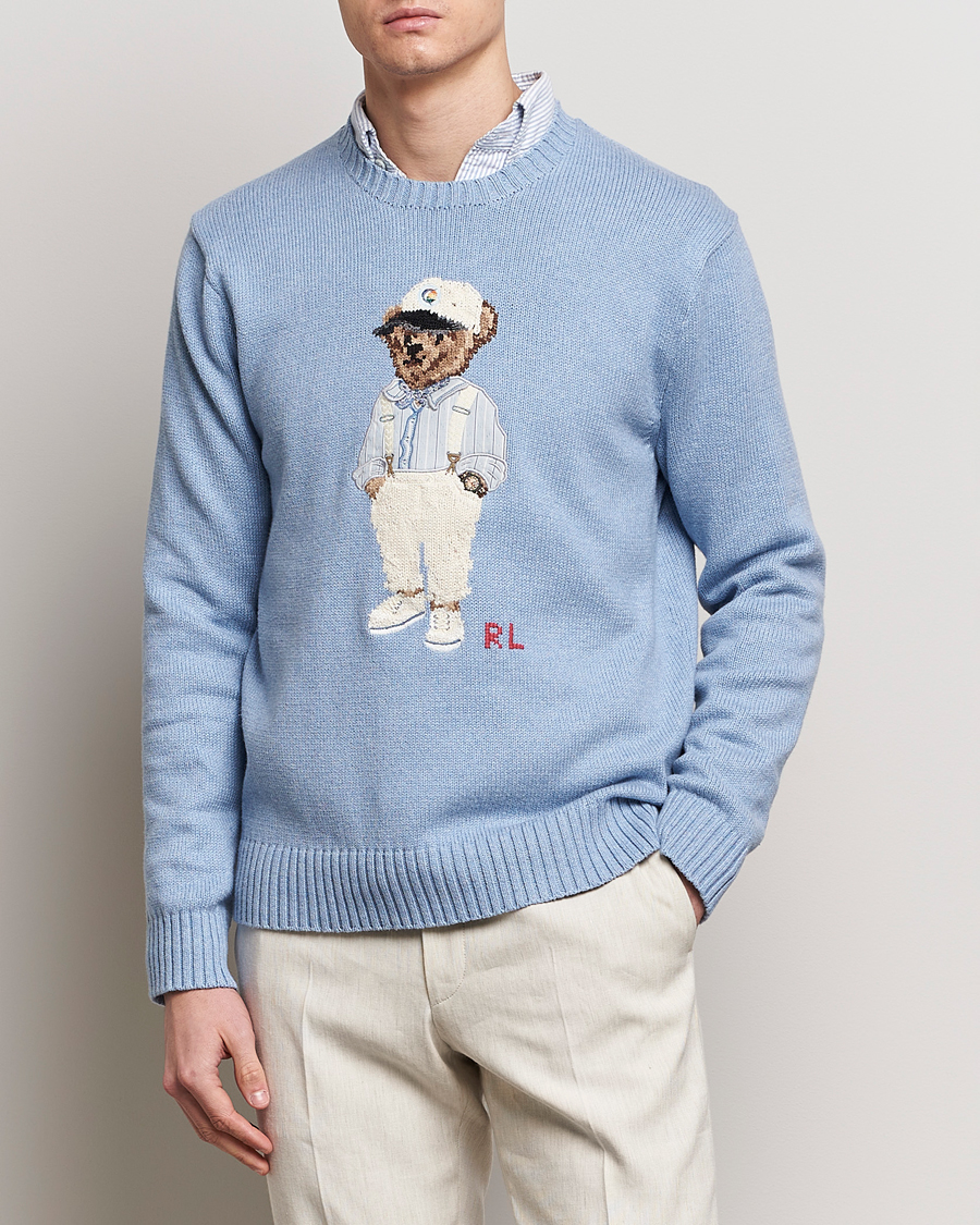 Herr | Stickade tröjor | Polo Ralph Lauren | Knitted Hemingway Bear Sweater Driftwood Blue