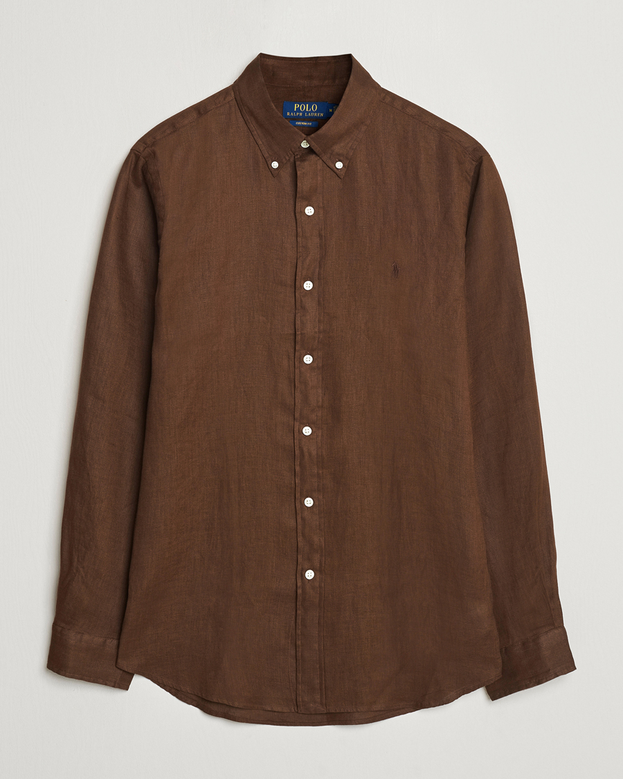 Herr | Skjortor | Polo Ralph Lauren | Custom Fit Linen Button Down Chocolate Mousse