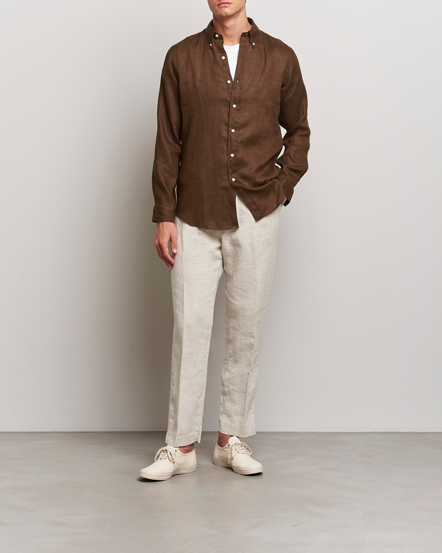 Herr | Skjortor | Polo Ralph Lauren | Custom Fit Linen Button Down Chocolate Mousse