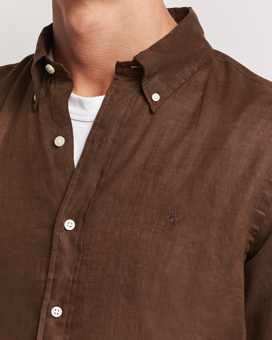 Herr | Skjortor | Polo Ralph Lauren | Custom Fit Linen Button Down Chocolate Mousse