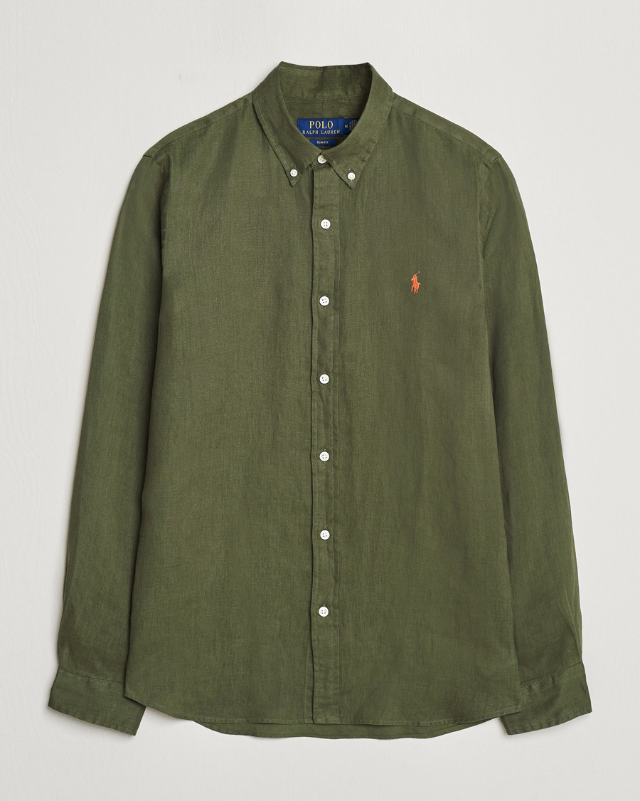Herr | Skjortor | Polo Ralph Lauren | Slim Fit Linen Button Down Shirt Thermal Green
