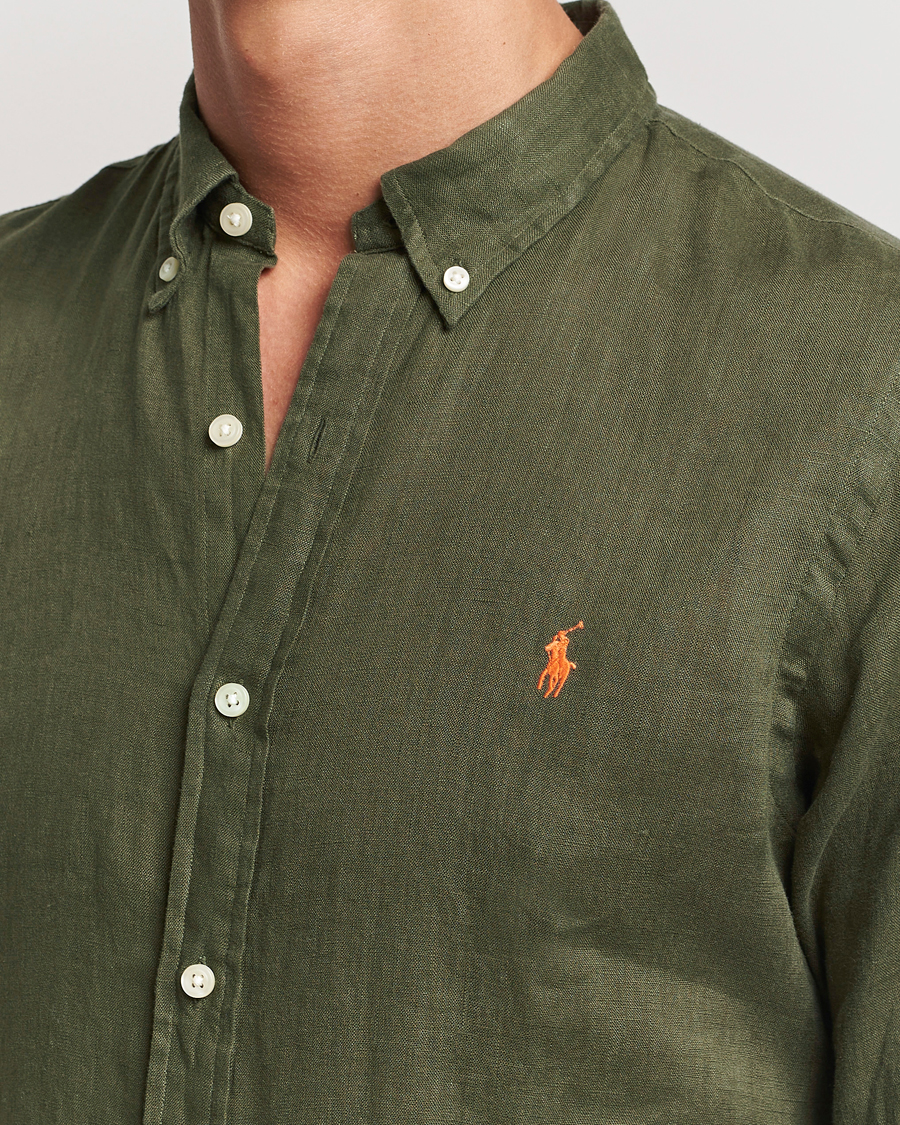 Herr | Skjortor | Polo Ralph Lauren | Slim Fit Linen Button Down Shirt Thermal Green