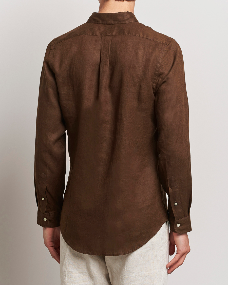 Herr | Skjortor | Polo Ralph Lauren | Slim Fit Linen Button Down Shirt Chocolate Mousse