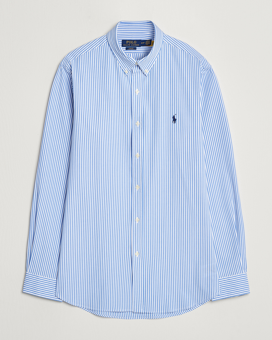 Herr | Skjortor | Polo Ralph Lauren | Slim Fit Striped Poplin Shirt Light Blue/White
