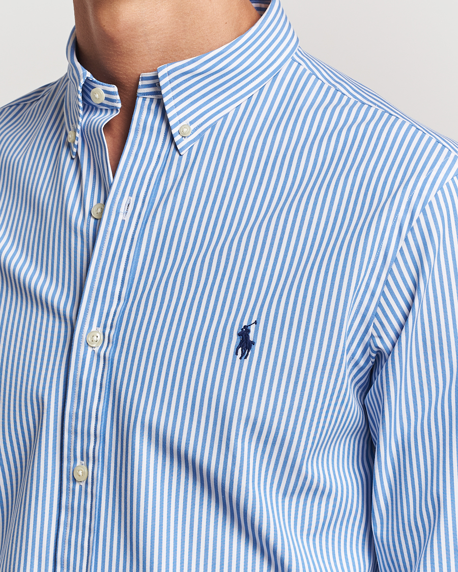 Herr | Skjortor | Polo Ralph Lauren | Slim Fit Striped Poplin Shirt Light Blue/White