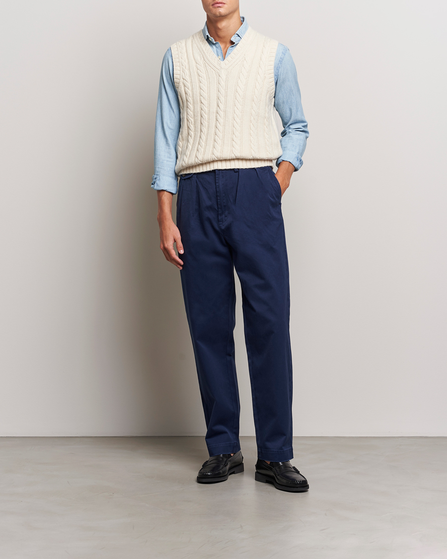 Herr | Byxor | Polo Ralph Lauren | Rustic Twill Pleated Worker Trousers Newport Navy
