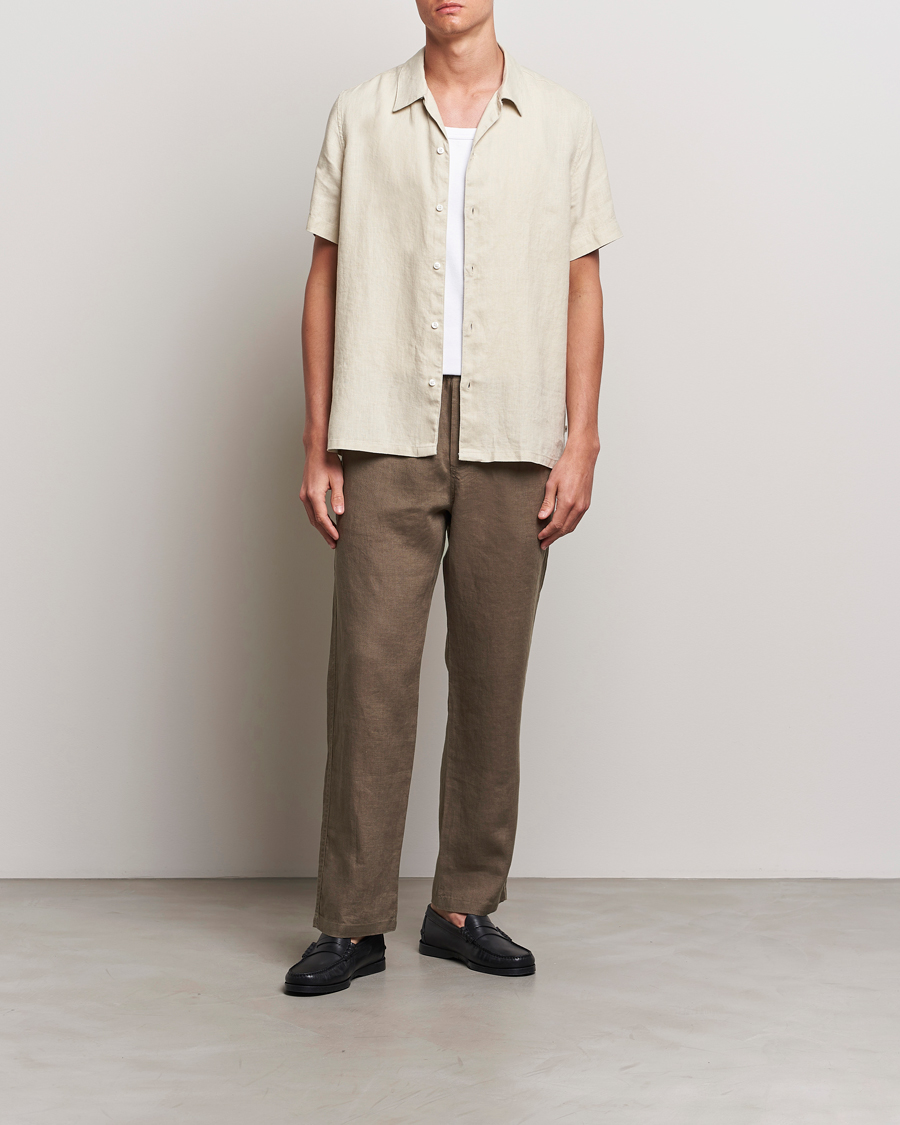 Herr | Skjortor | Samsøe Samsøe | Saavan Linen Short Sleeve Shirt Castle Wall