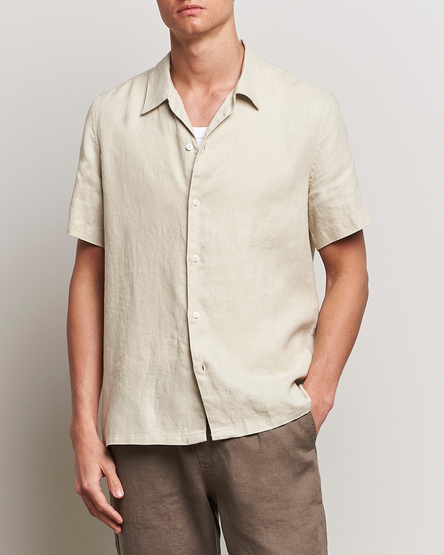 Herr | Senast inkommet | Samsøe Samsøe | Saavan Linen Short Sleeve Shirt Castle Wall