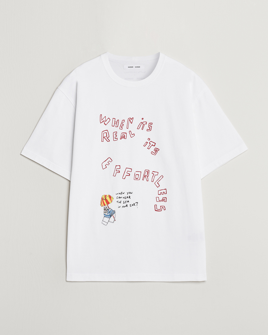 Herr | T-Shirts | Samsøe Samsøe | Sagiotto Printed Crew Neck T-Shirt White Effortless