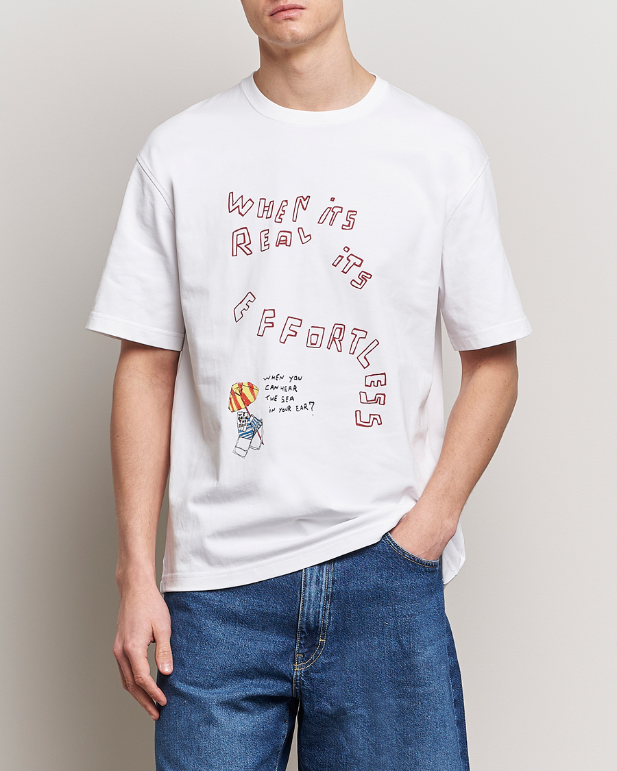 Herr | Kortärmade t-shirts | Samsøe Samsøe | Sagiotto Printed Crew Neck T-Shirt White Effortless