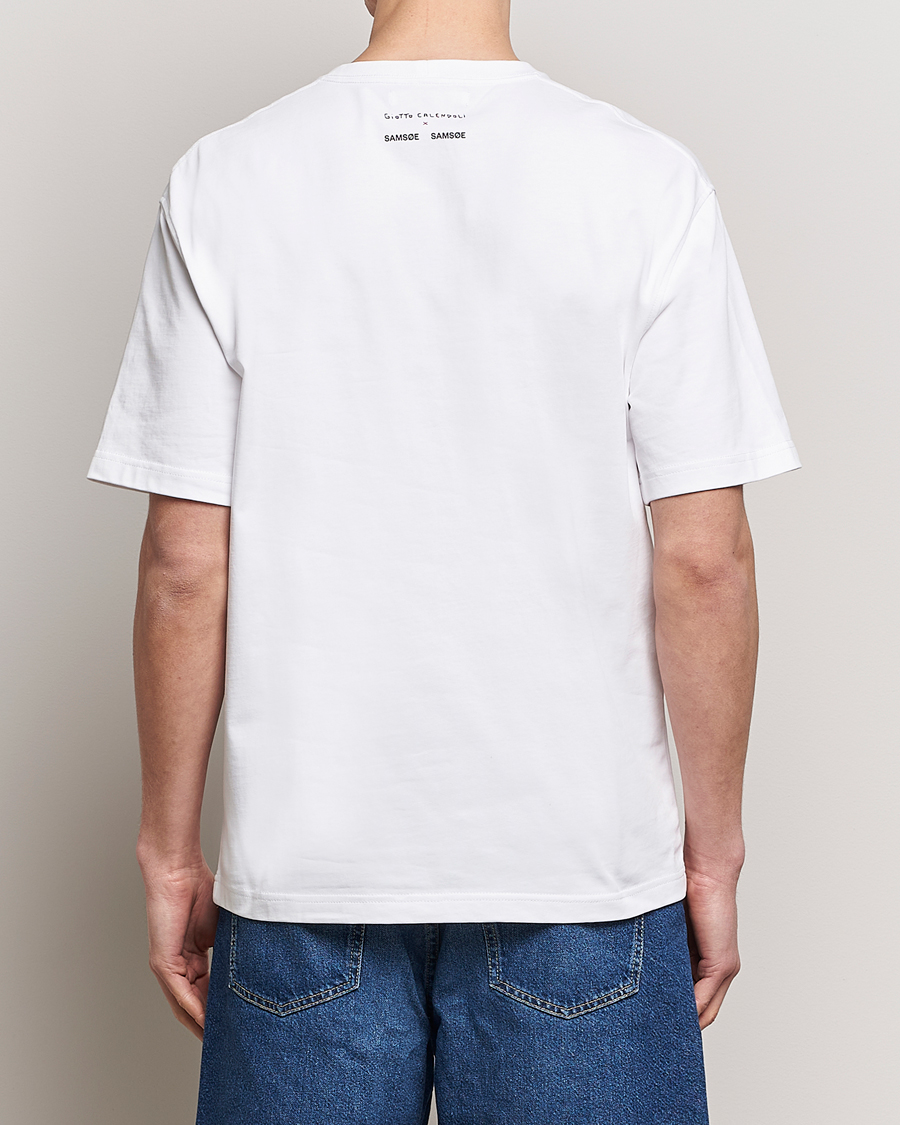 Herr | T-Shirts | Samsøe Samsøe | Sagiotto Printed Crew Neck T-Shirt White Effortless