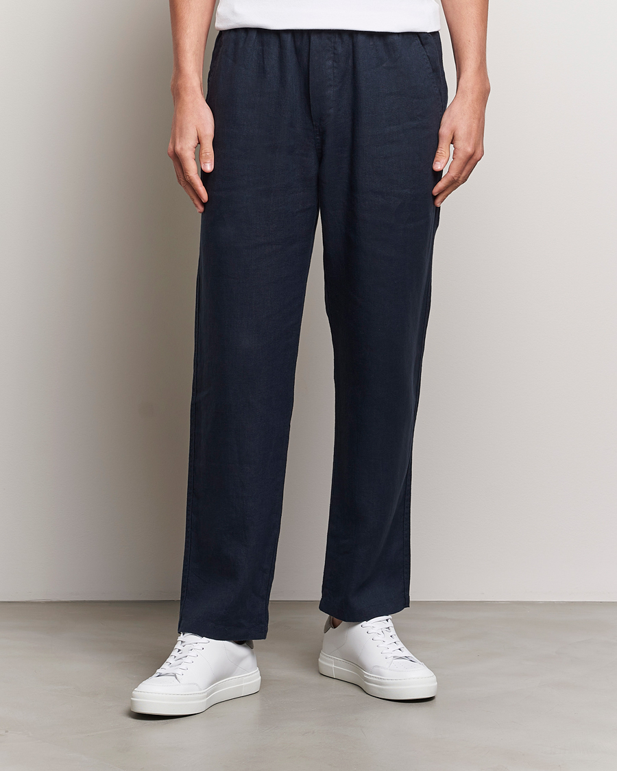 Herr | Samsøe Samsøe | Samsøe Samsøe | Sajabari Linen Drawstring Trousers Salute Navy