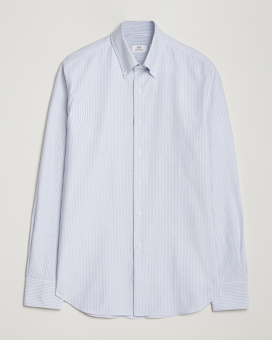 Herr | Skjortor | Grigio | Oxford Button Down Shirt Light Blue Stripe
