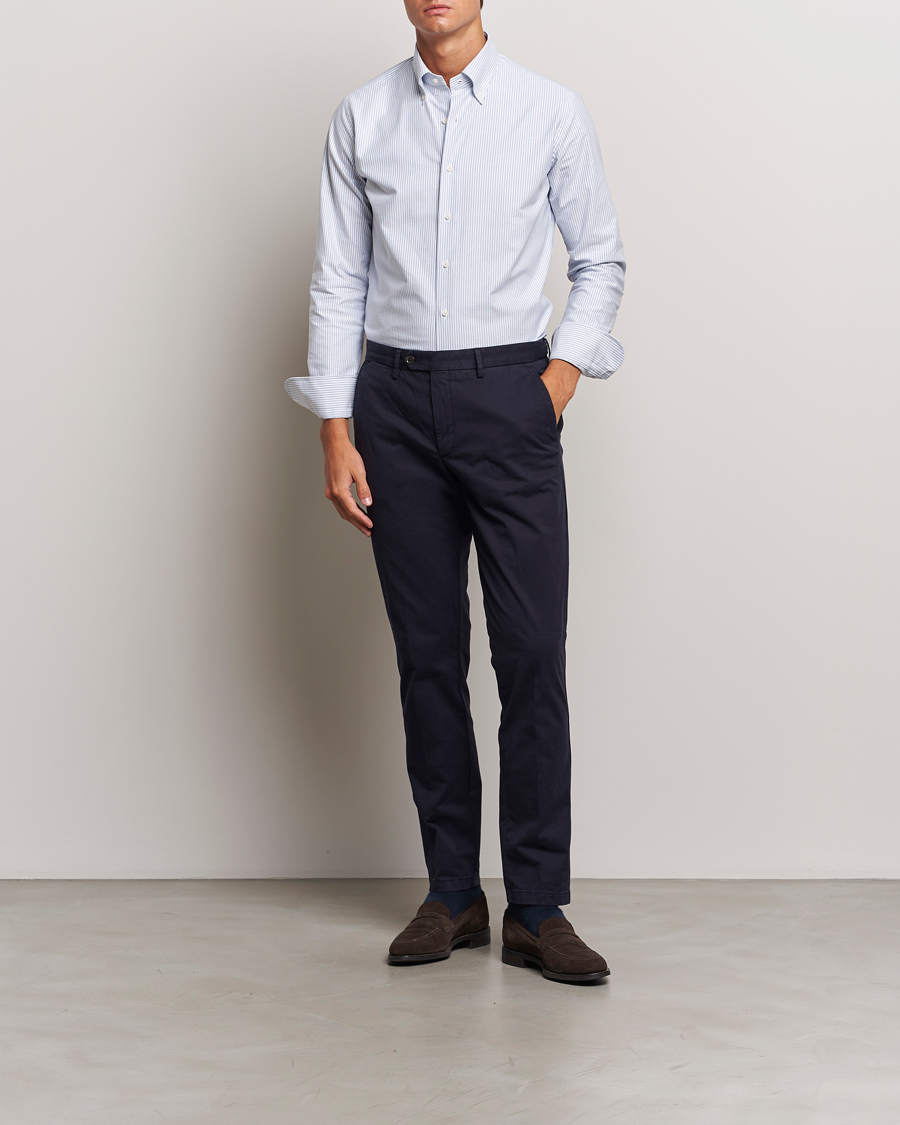 Herr | Skjortor | Grigio | Oxford Button Down Shirt Light Blue Stripe