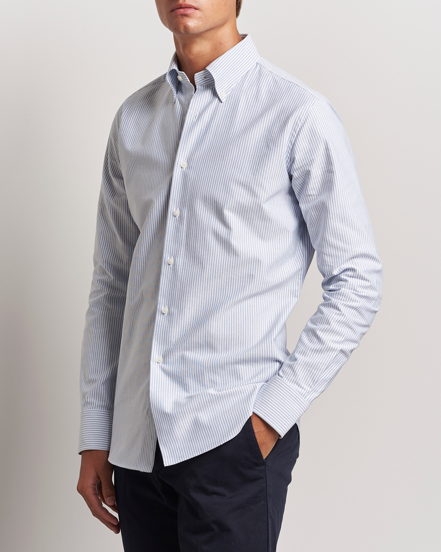 Herr | Skjortor | Grigio | Oxford Button Down Shirt Light Blue Stripe