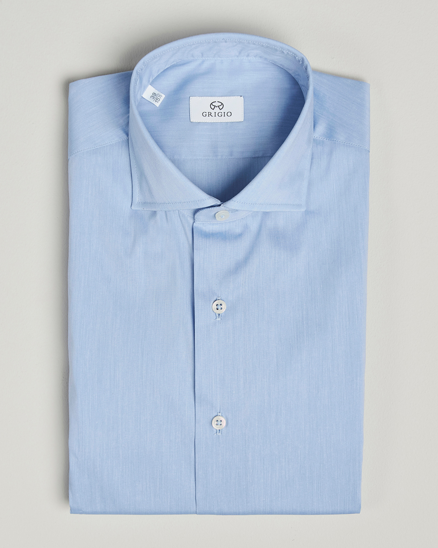 Herr | Skjortor | Grigio | Stretch Popeline Dress Shirt Light Blue
