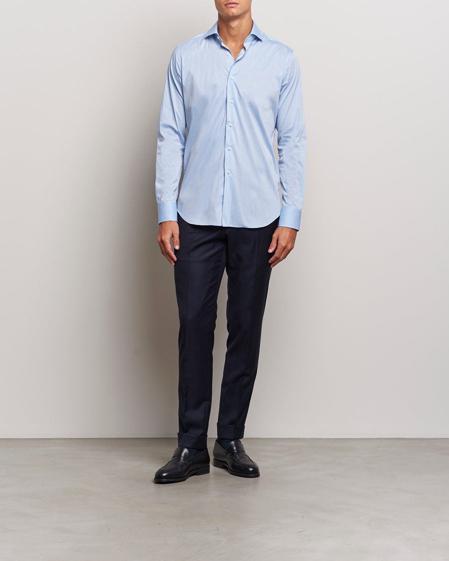 Herr | Skjortor | Grigio | Stretch Popeline Dress Shirt Light Blue