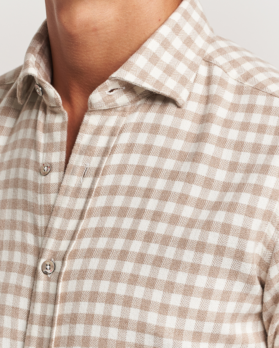 Herr | Skjortor | Grigio | Washed Flannel Shirt Beige Check