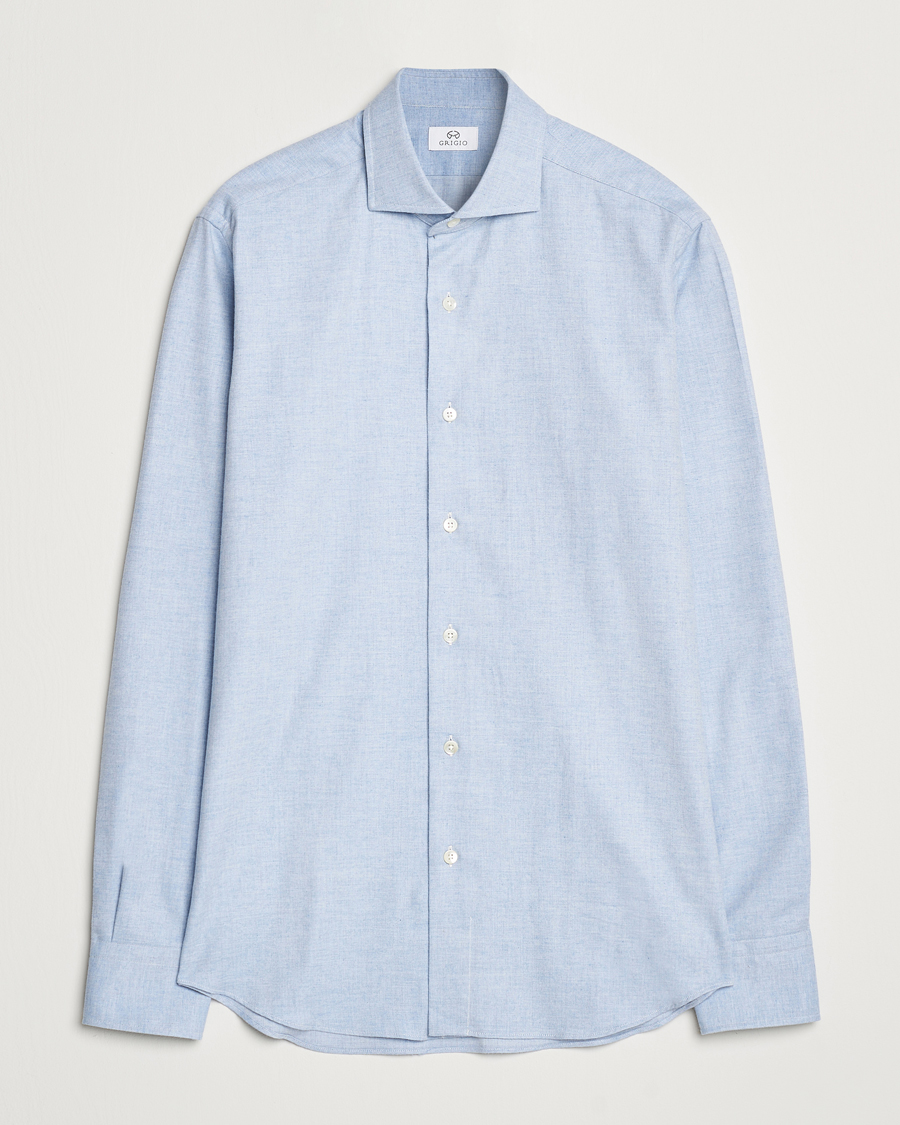 Herr | Skjortor | Grigio | Washed Flannel Shirt Light Blue