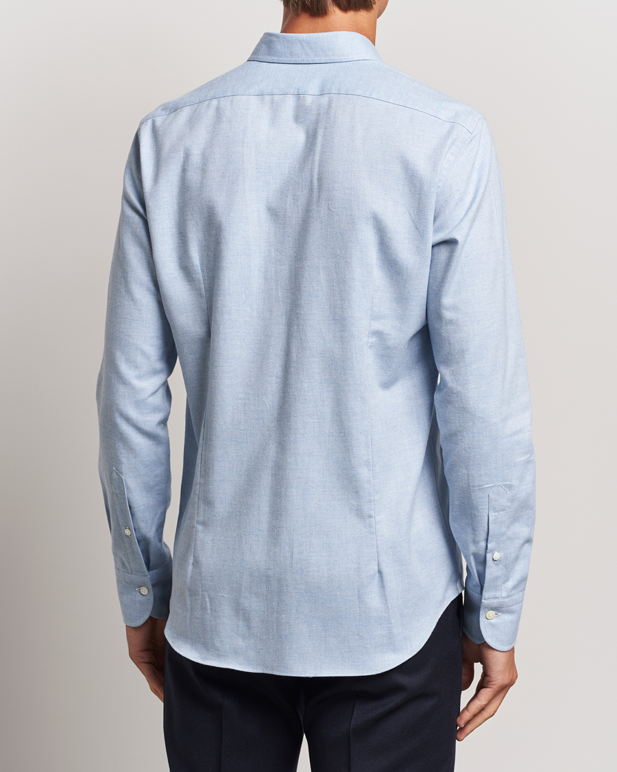 Herr | Skjortor | Grigio | Washed Flannel Shirt Light Blue