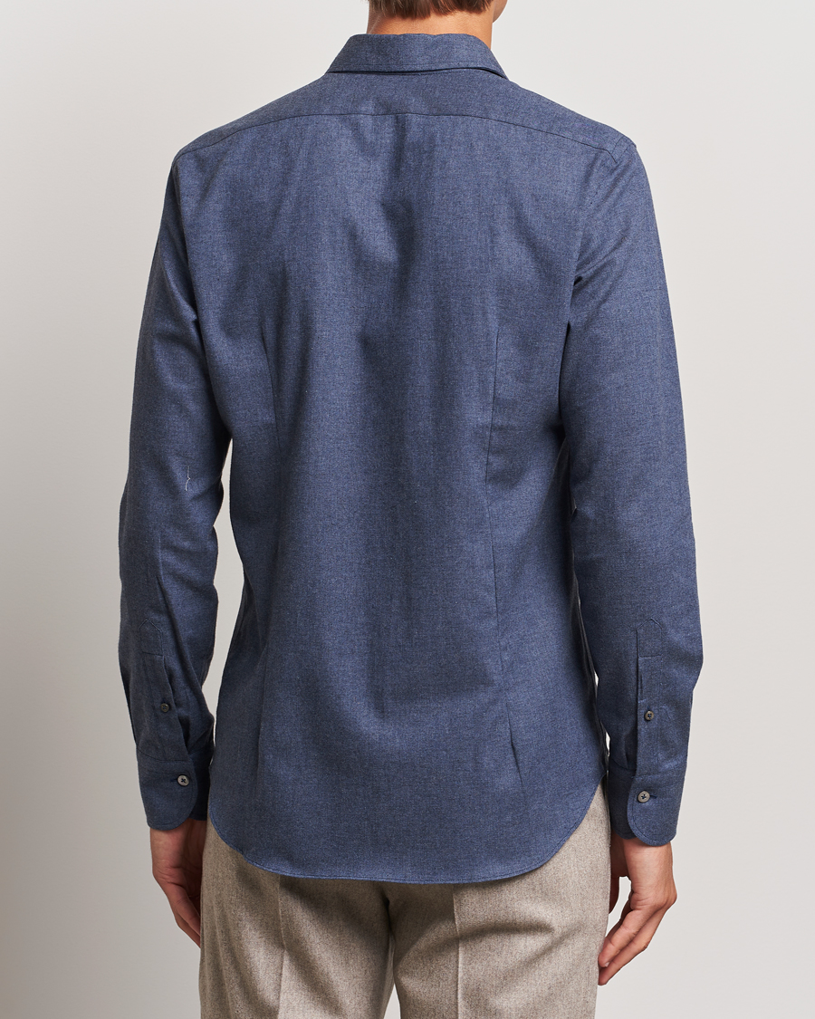 Herr | Skjortor | Grigio | Washed Flannel Shirt Navy