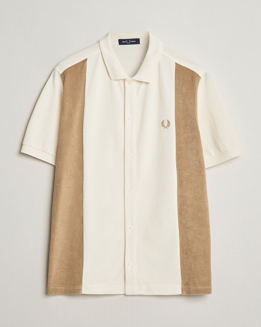 Herr | Skjortor | Fred Perry | Towelling Panel Polo Short Sleeve Shirt Ecru