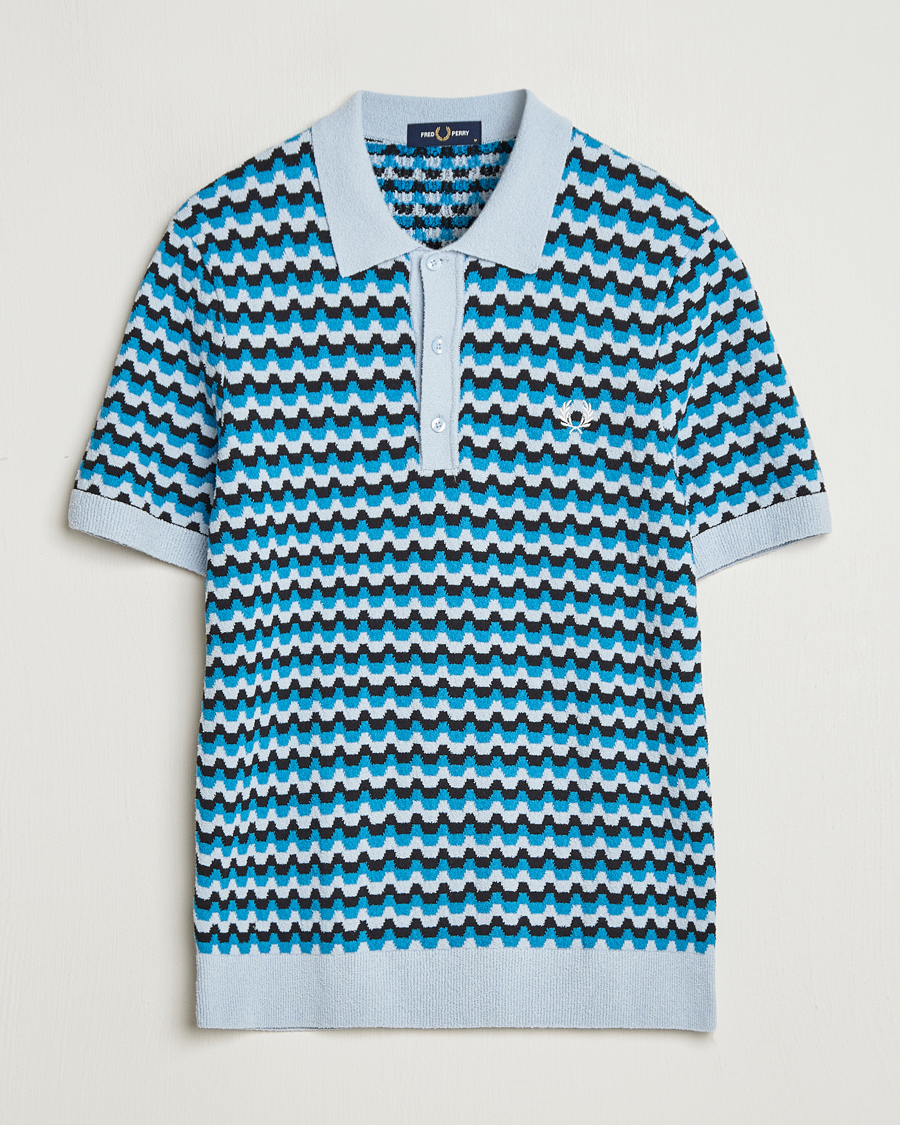 Herr | Pikéer | Fred Perry | Bouclé Jacquard Knitted Polo Light Smoke