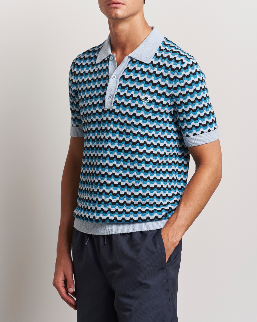 Herr | Pikéer | Fred Perry | Bouclé Jacquard Knitted Polo Light Smoke