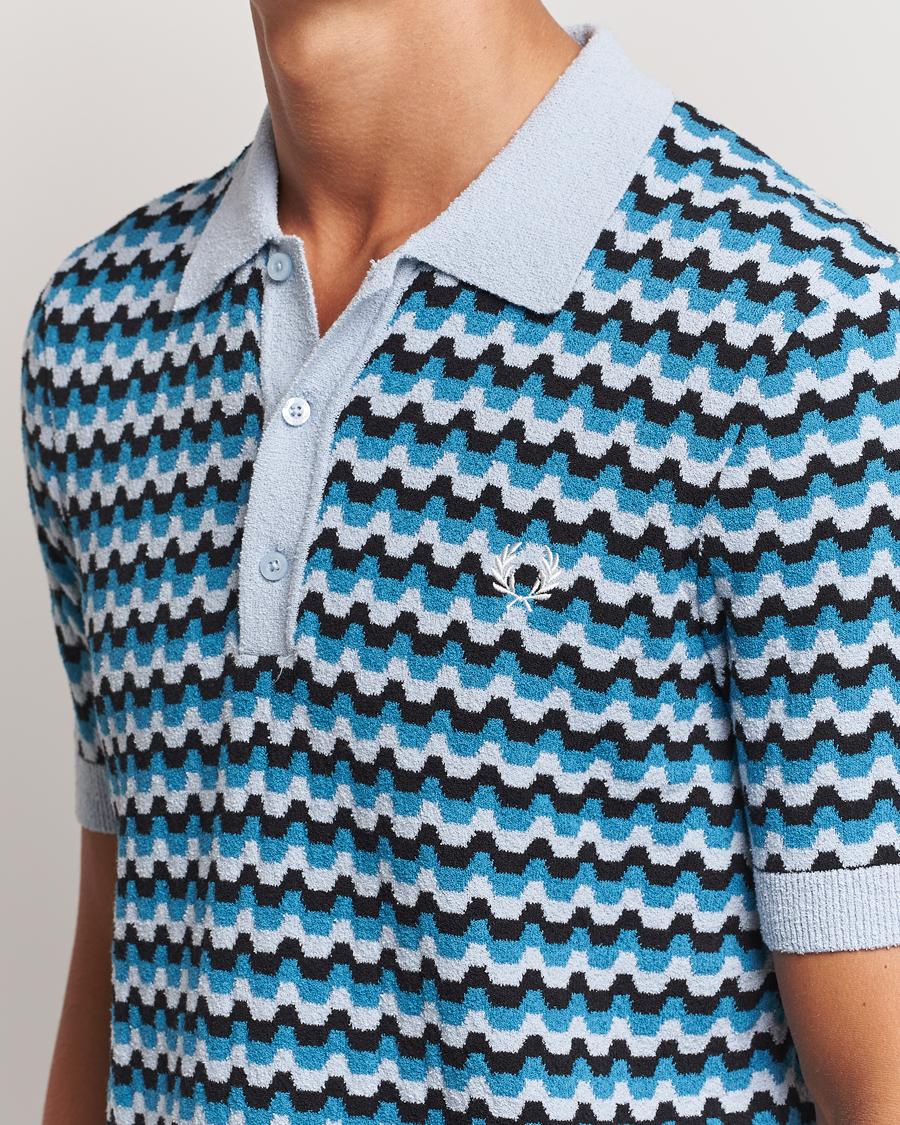 Herr | Pikéer | Fred Perry | Bouclé Jacquard Knitted Polo Light Smoke