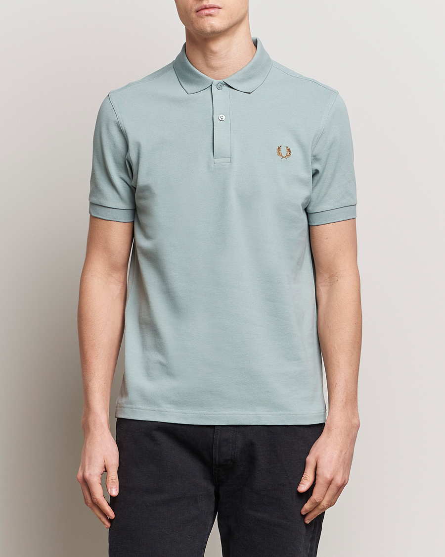 Herr | Best of British | Fred Perry | Plain Polo Shirt Silver Blue