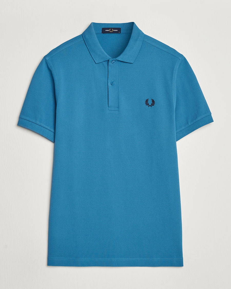 Herr |  | Fred Perry | Plain Polo Shirt Ocean Blue