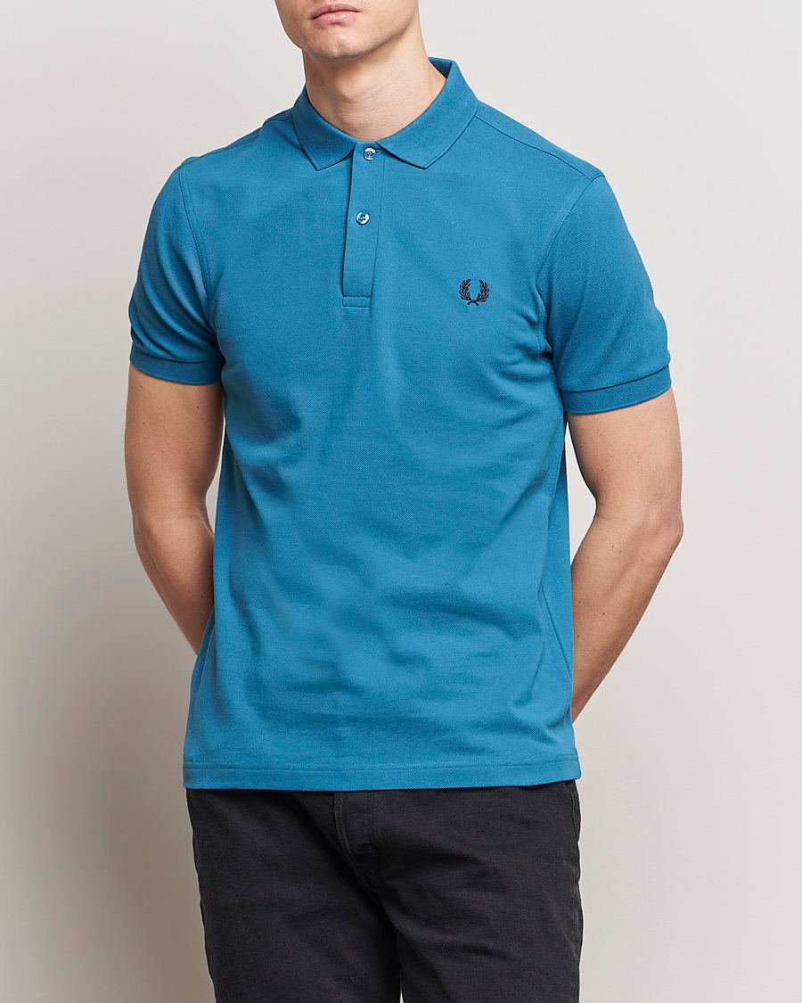 Herr | Best of British | Fred Perry | Plain Polo Shirt Ocean Blue