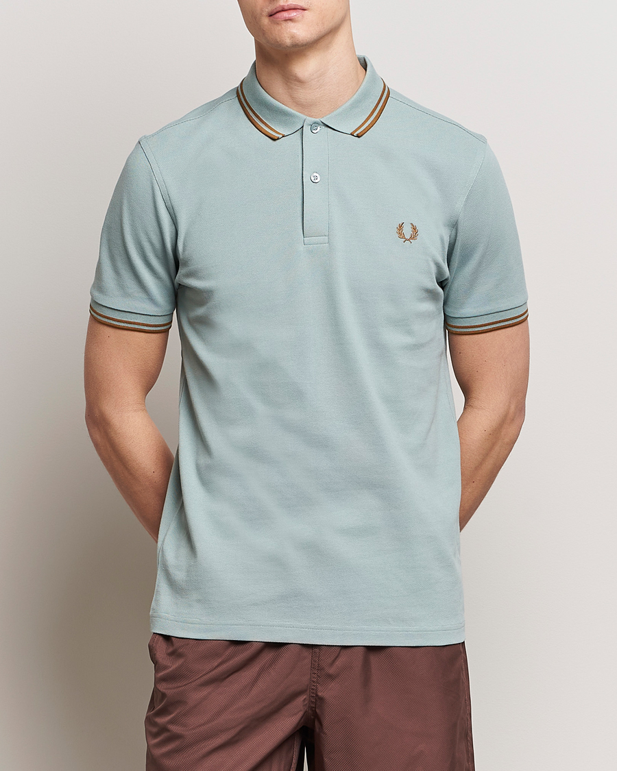 Herr | Best of British | Fred Perry | Twin Tipped Polo Shirt Silver Blue
