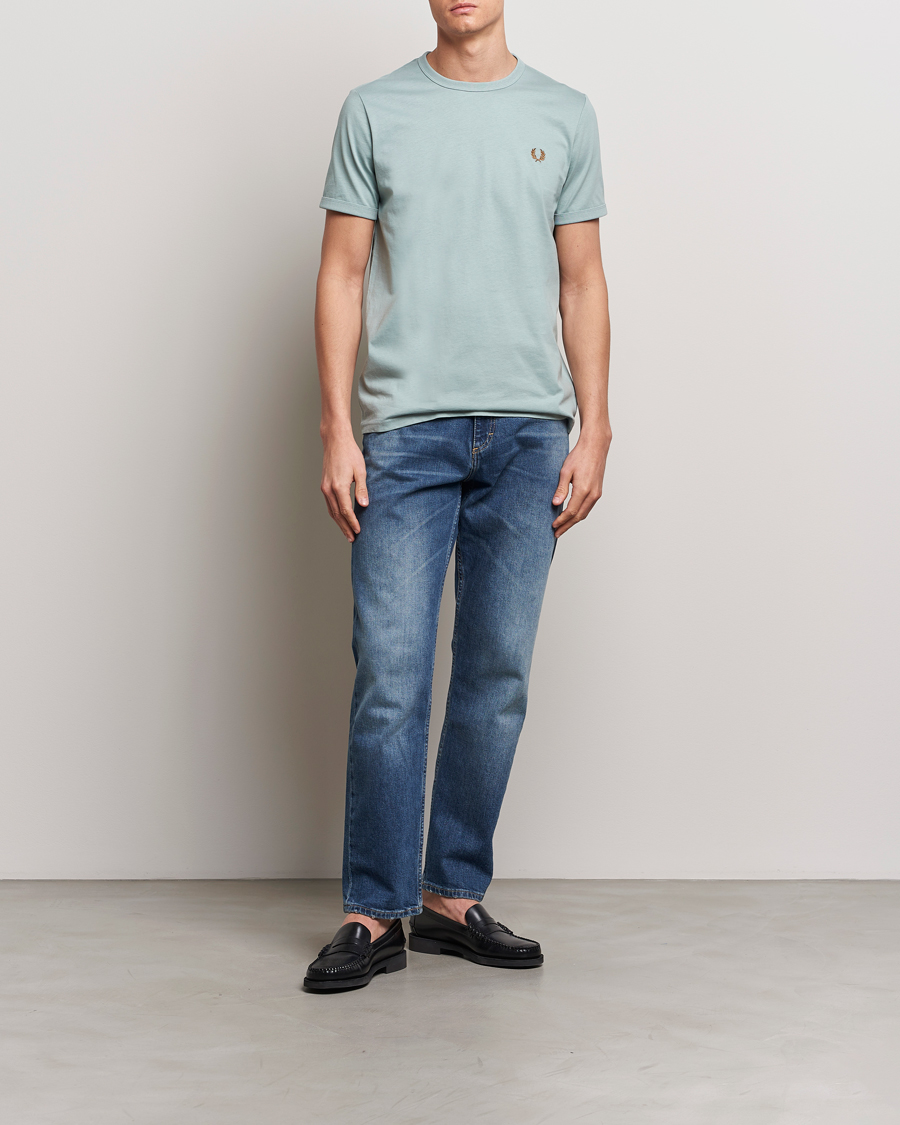 Herr | T-Shirts | Fred Perry | Ringer T-Shirt Silver Blue