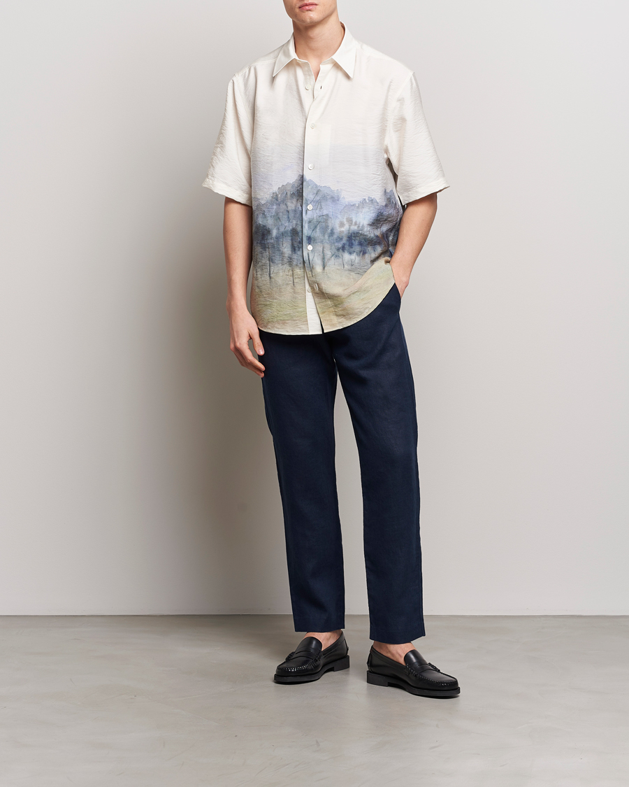Herr | Byxor | NN07 | Theo Linen Trousers Navy Blue