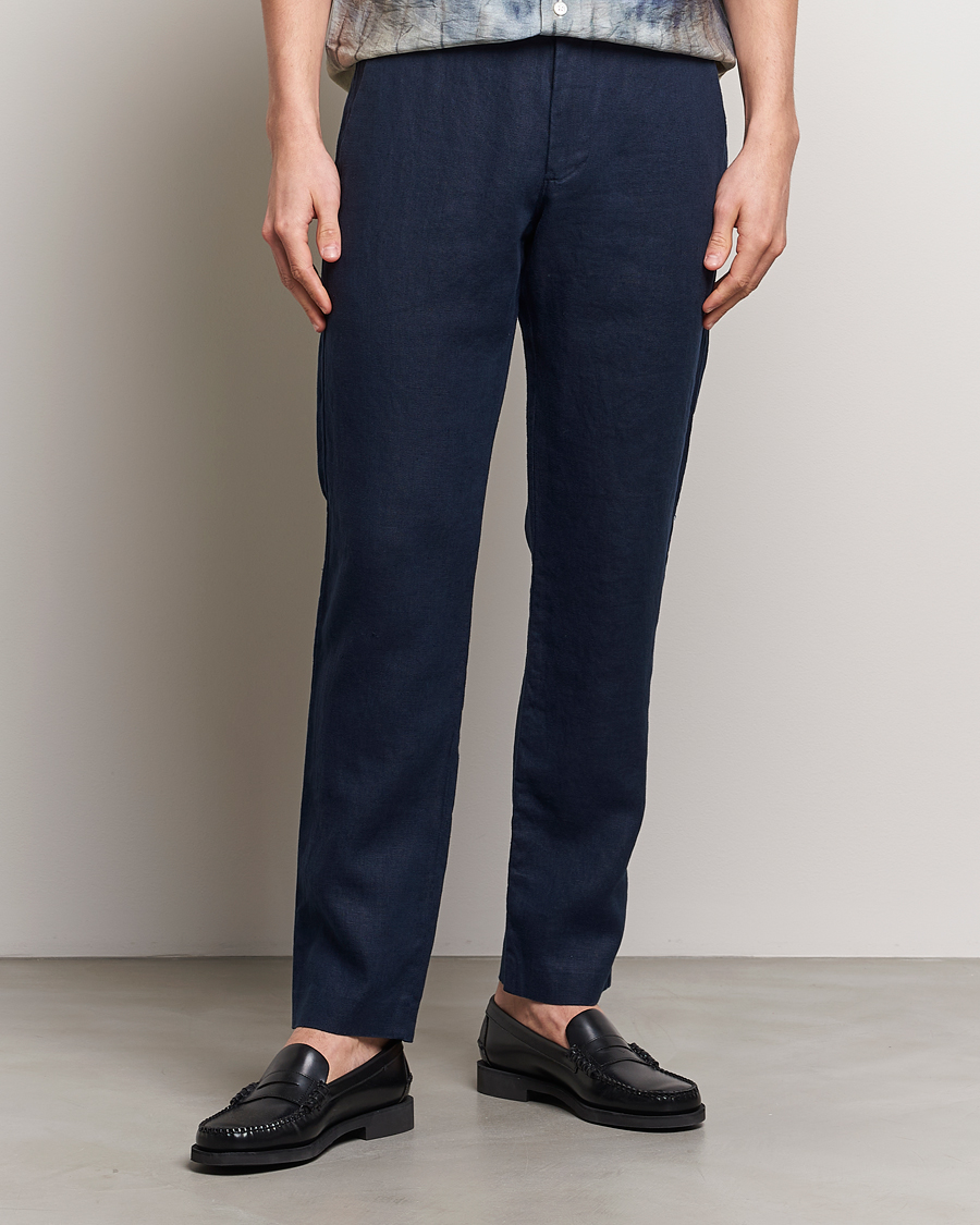 Herr | Senast inkommet | NN07 | Theo Linen Trousers Navy Blue