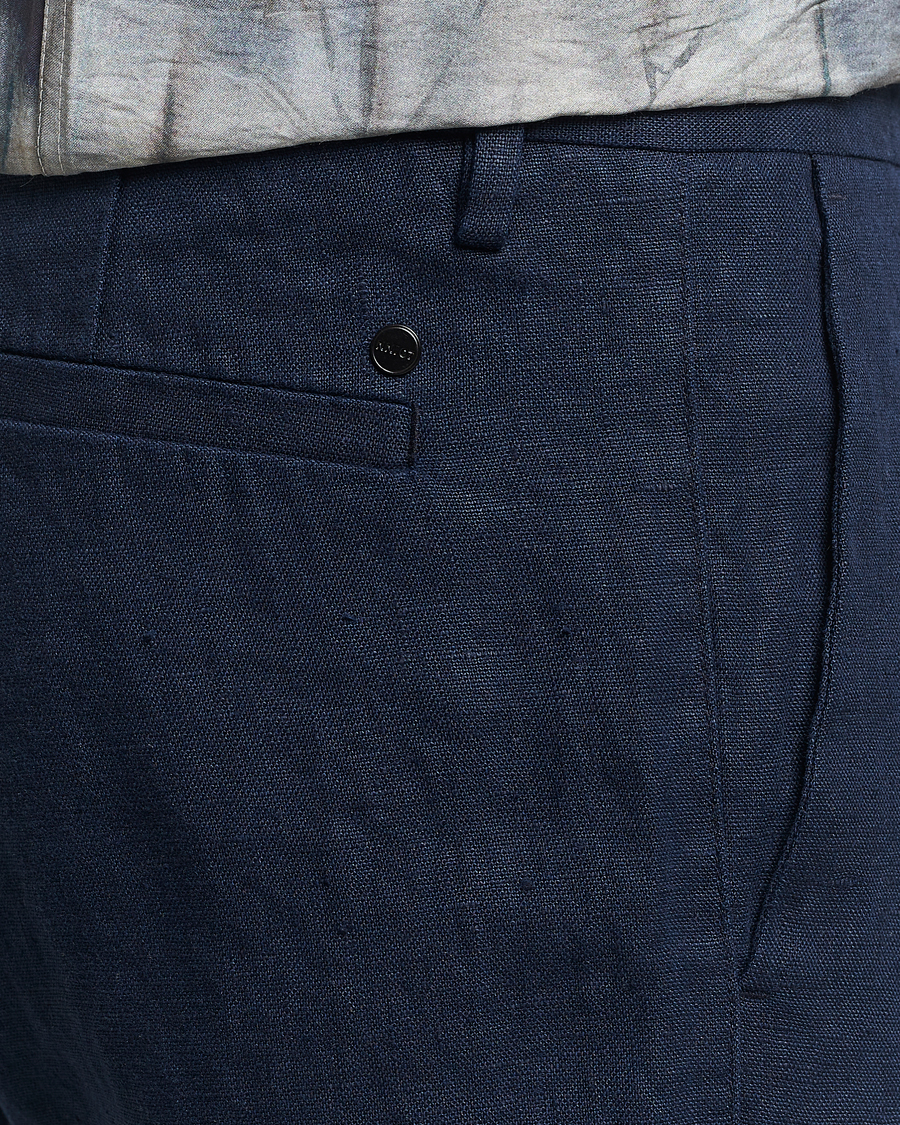 Herr | Byxor | NN07 | Theo Linen Trousers Navy Blue