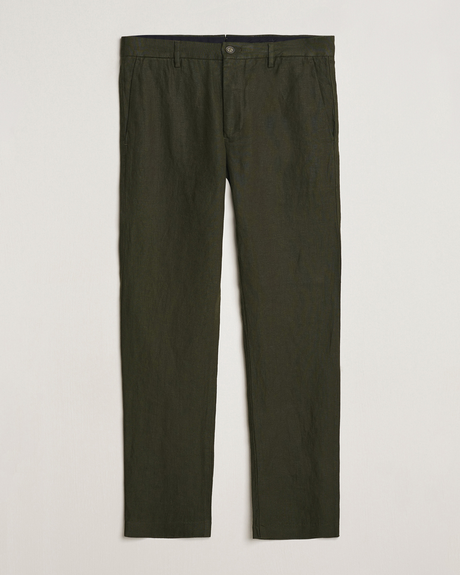Herr | Byxor | NN07 | Theo Linen Trousers Rosin Green