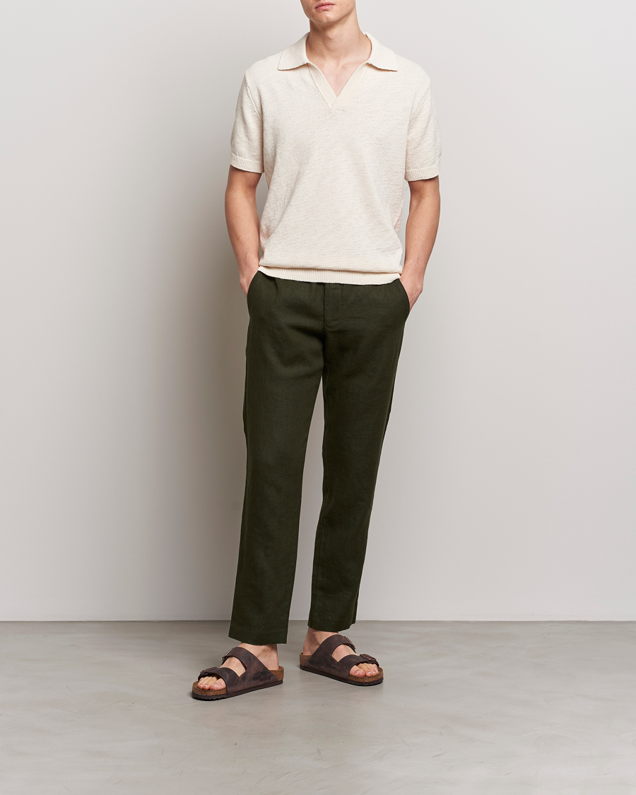 Herr | Byxor | NN07 | Theo Linen Trousers Rosin Green