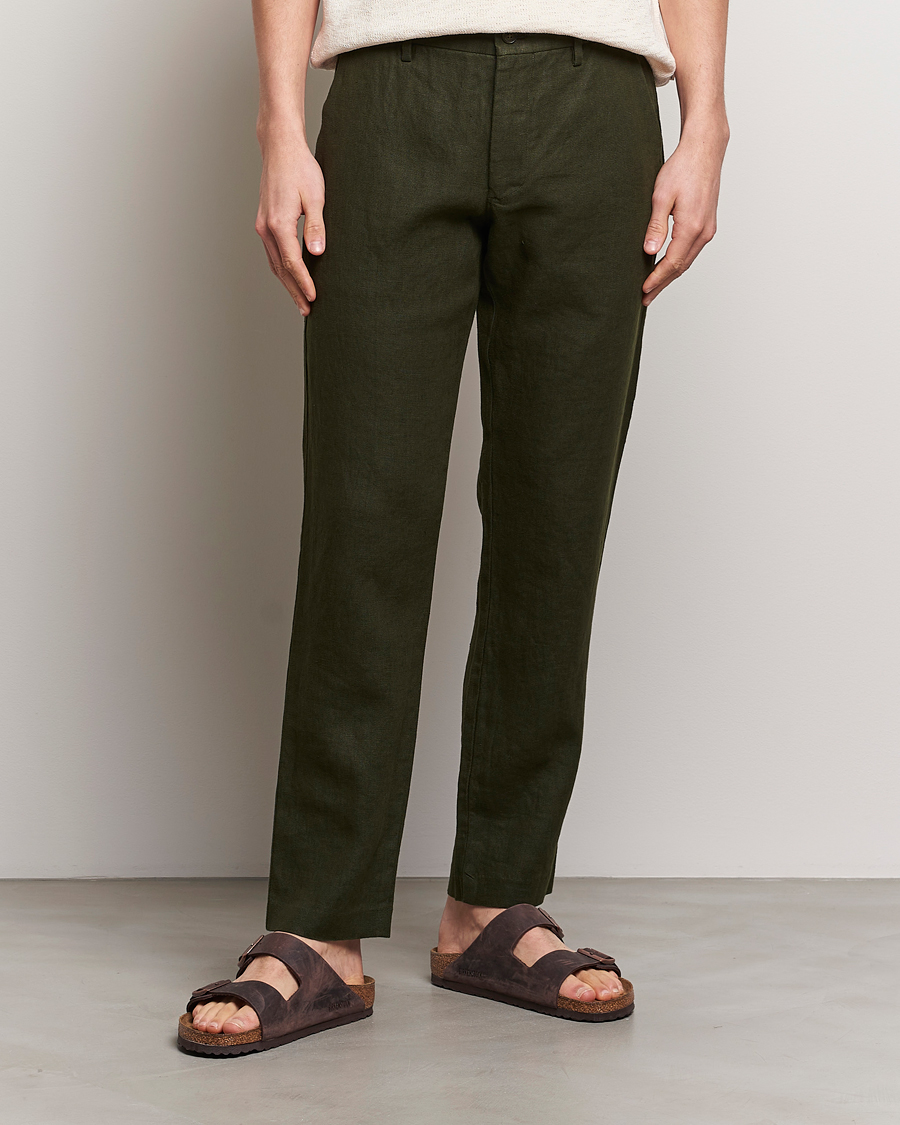 Herr | Senast inkommet | NN07 | Theo Linen Trousers Rosin Green