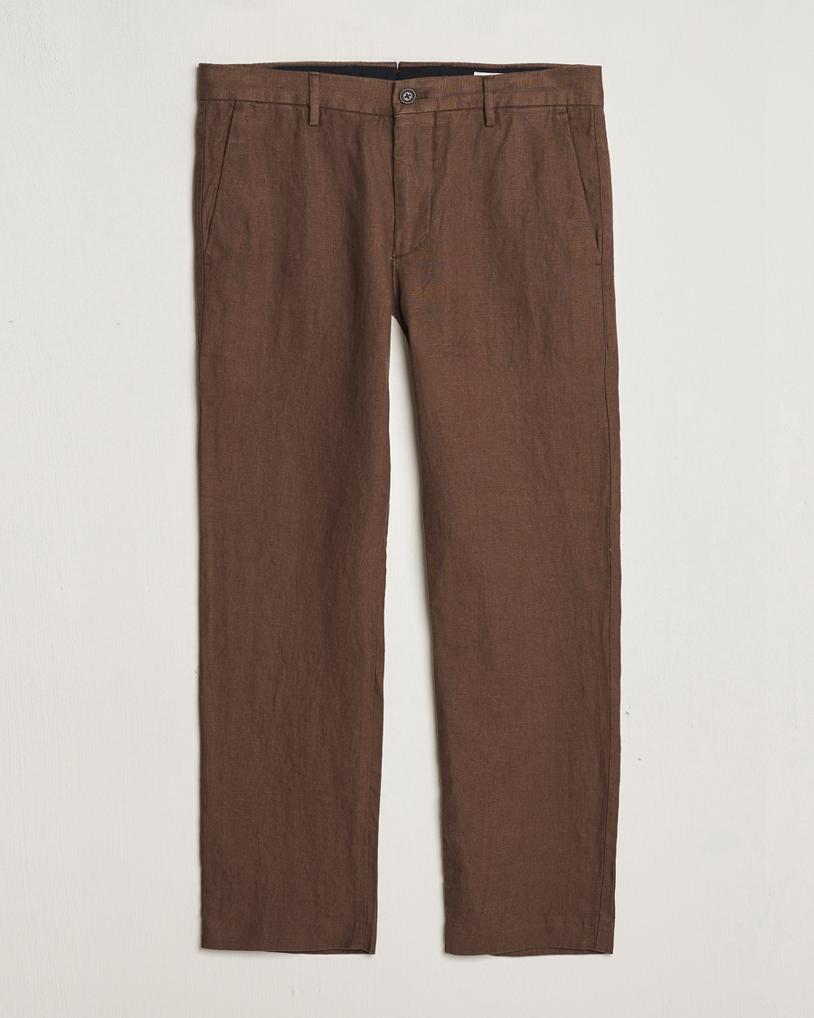Herr | Byxor | NN07 | Theo Linen Trousers Cocoa Brown