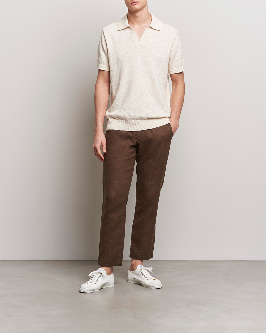 Herr | Byxor | NN07 | Theo Linen Trousers Cocoa Brown