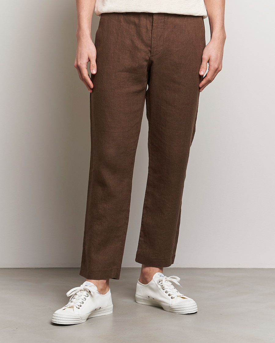 Herr | Avdelningar | NN07 | Theo Linen Trousers Cocoa Brown